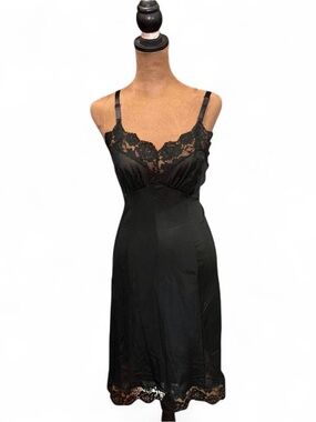 True Vintage Sears Black Lace-Trim Slip Dress